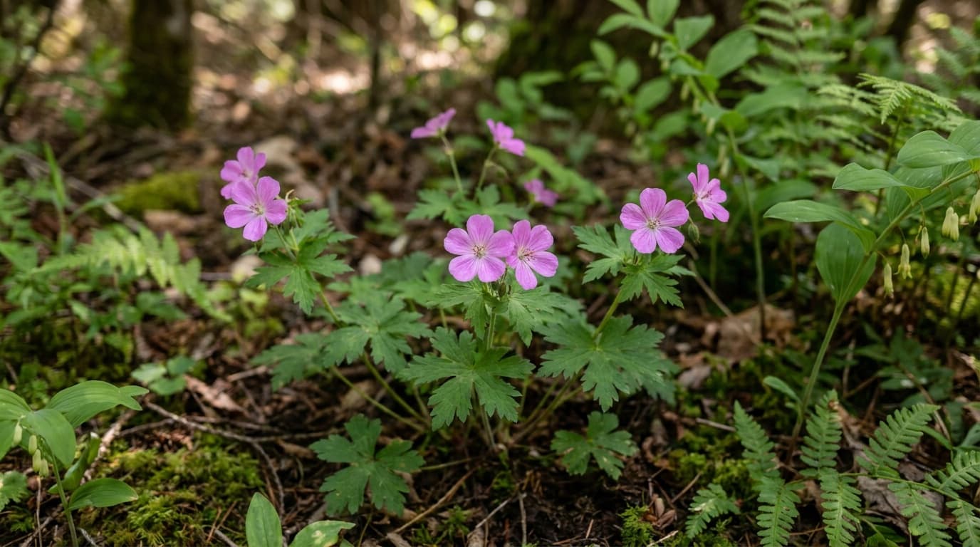 Wild Geranium growing in a garden