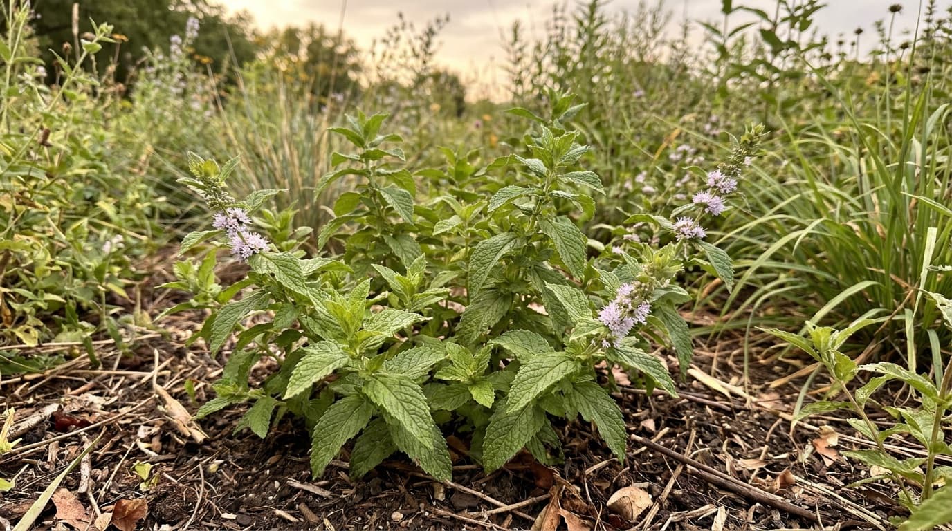 Wild Mint growing in a garden