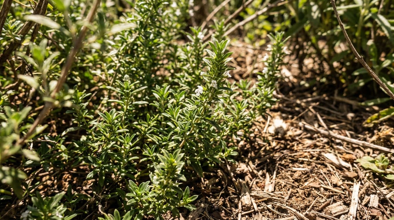 Winter Savory growing in a garden