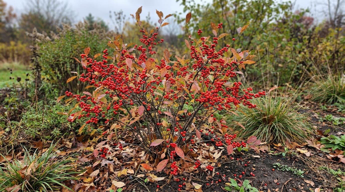 Winterberry growing in a garden